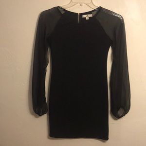 Black Mesh long-sleeve Minidress